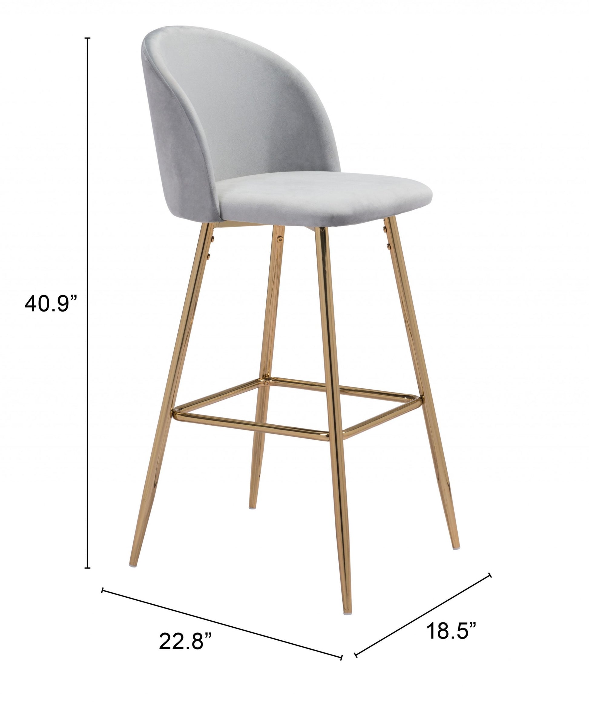 41" Gray And Gold Steel Low Back Bar Height Chair With Footrest By Homeroots | Bar Stools | Modishstore - 9