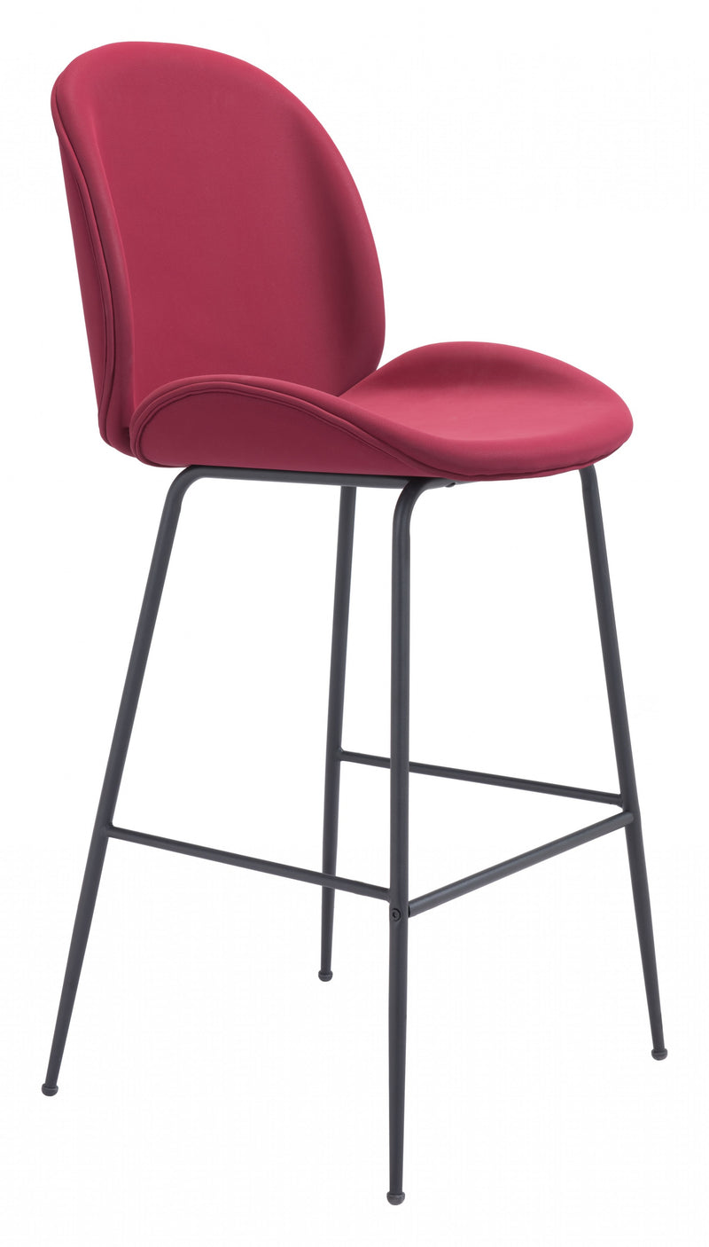 47" Red And Black Steel Low Back Bar Height Chair With Footrest By Homeroots | Bar Stools | Modishstore