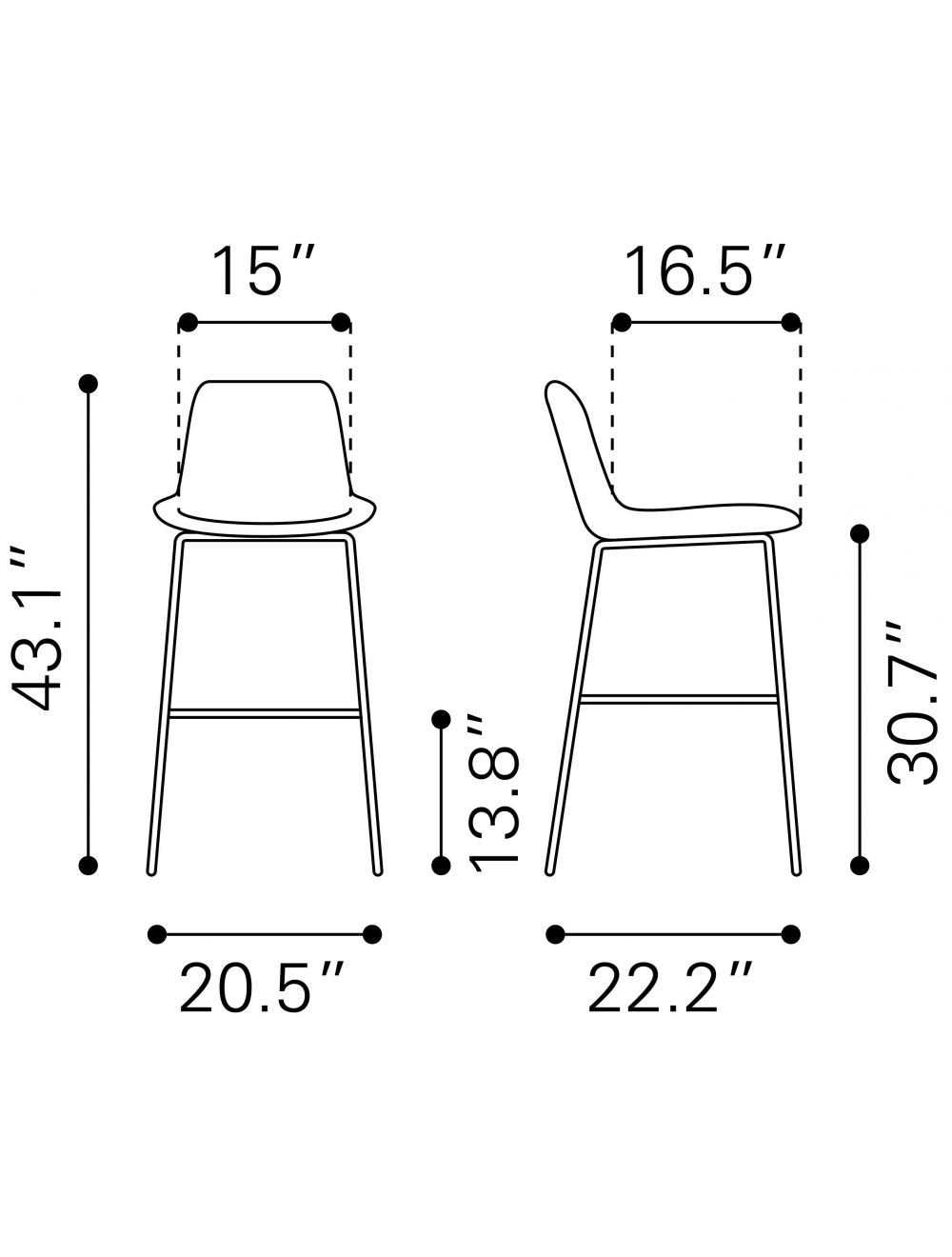 43" Yellow Velvet And Gold Steel Low Back Bar Height Chair With Footrest By Homeroots | Bar Stools | Modishstore - 9