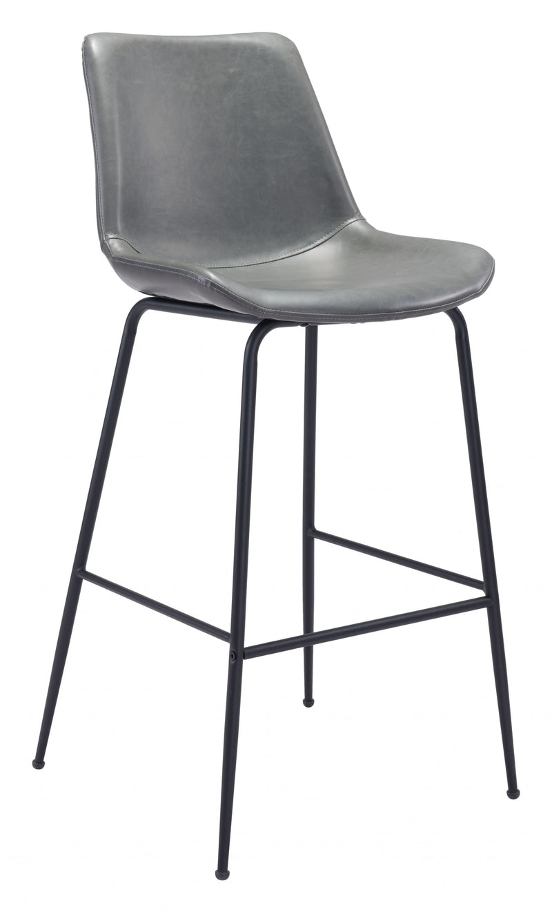 Gray and Black Bar Chair By Homeroots | Bar Stools | Modishstore