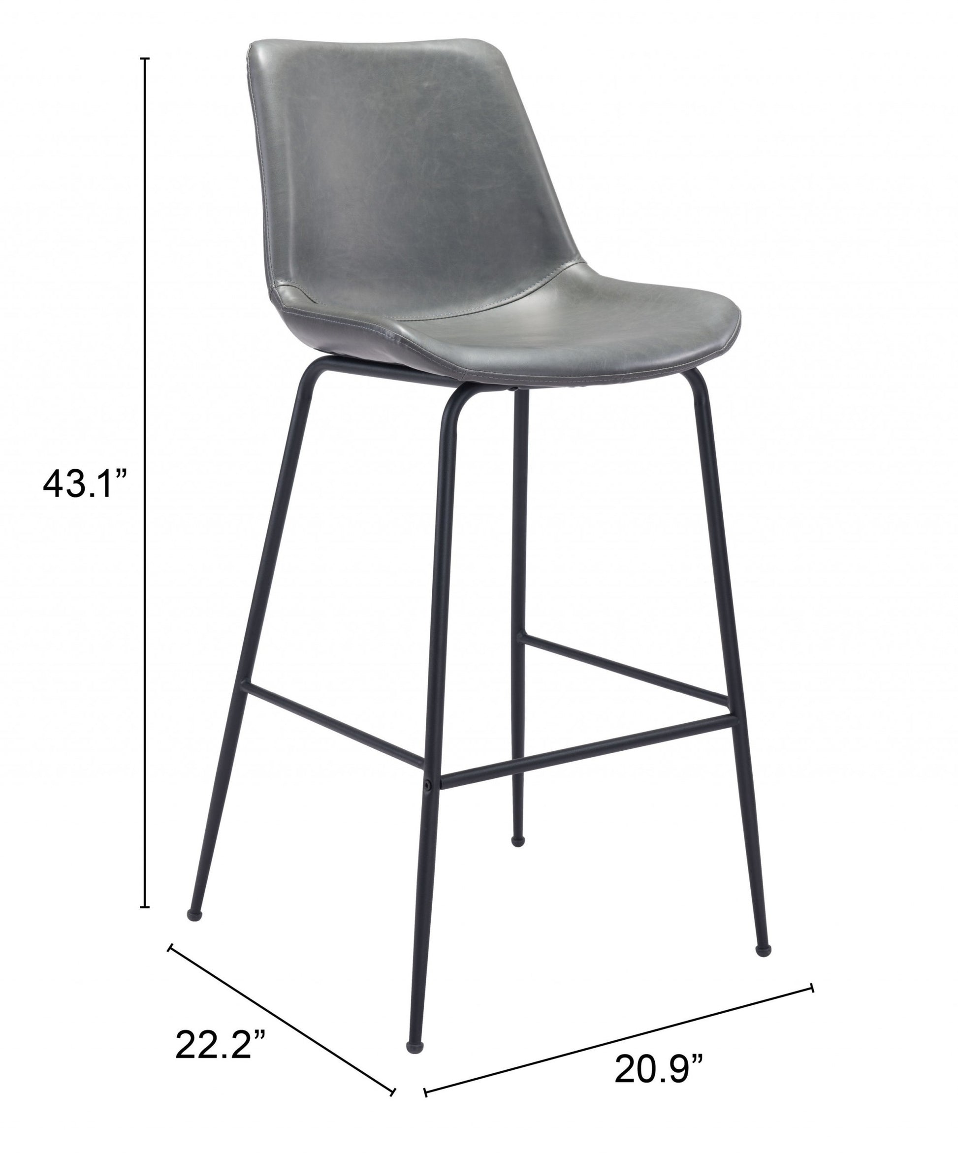 Gray and Black Bar Chair By Homeroots | Bar Stools | Modishstore - 9