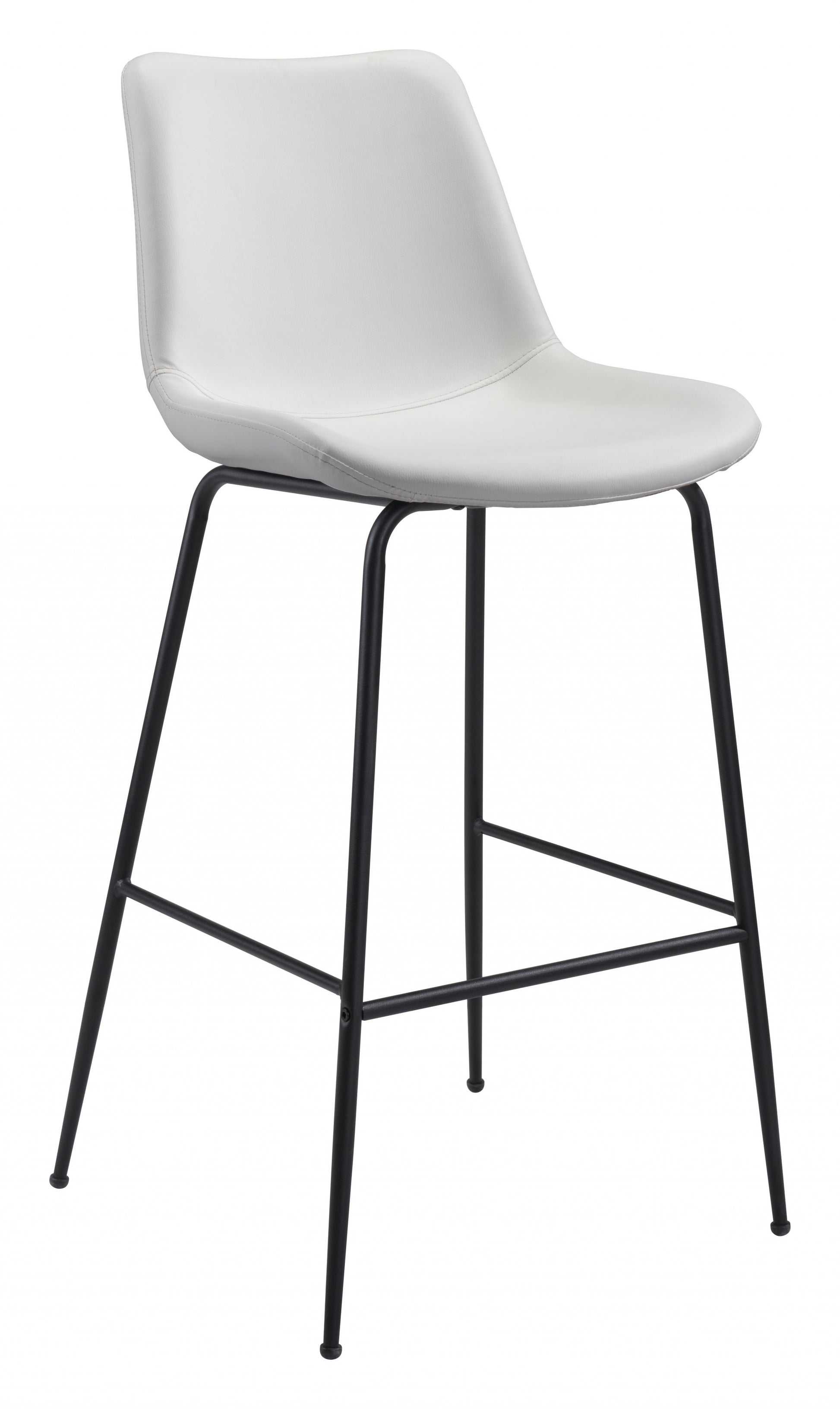 43" White And Black Steel Low Back Bar Height Chair With Footrest By Homeroots | Bar Stools | Modishstore