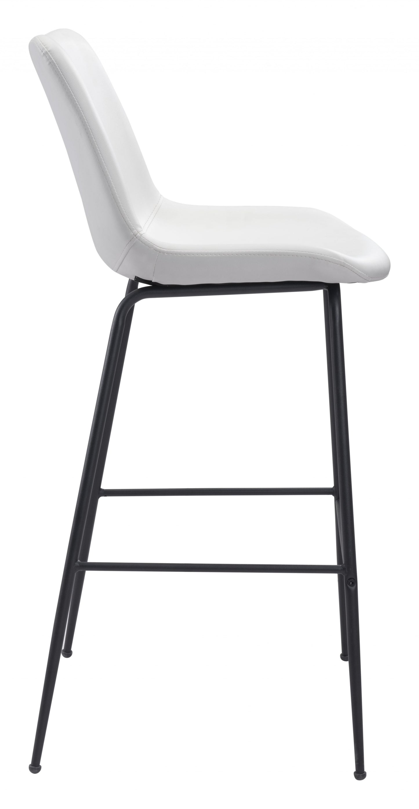 43" White And Black Steel Low Back Bar Height Chair With Footrest By Homeroots