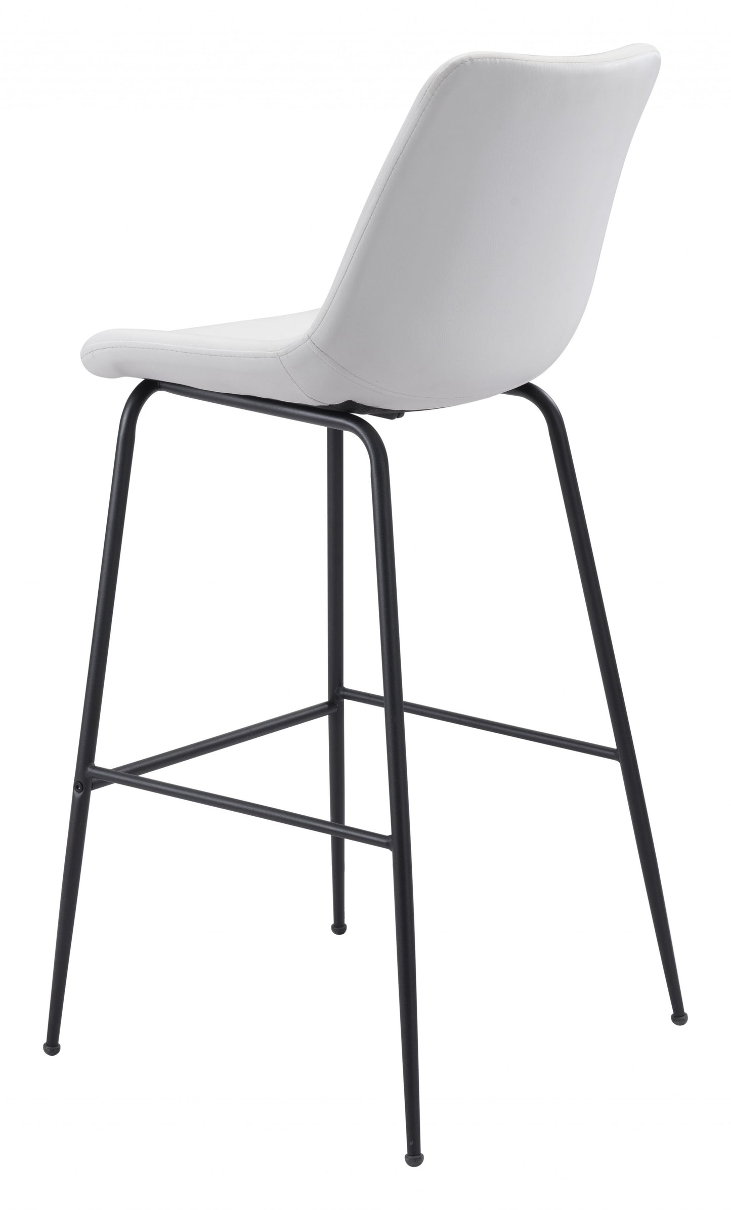 43" White And Black Steel Low Back Bar Height Chair With Footrest By Homeroots