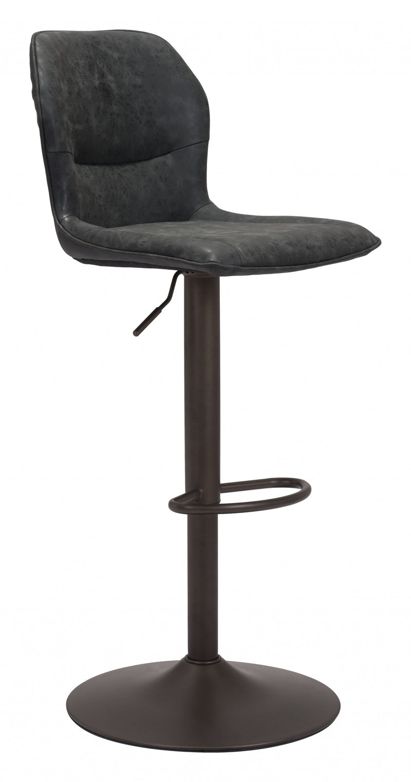 44" Black Steel Swivel Low Back Counter Height Bar Chair With Footrest By Homeroots | Bar Stools | Modishstore