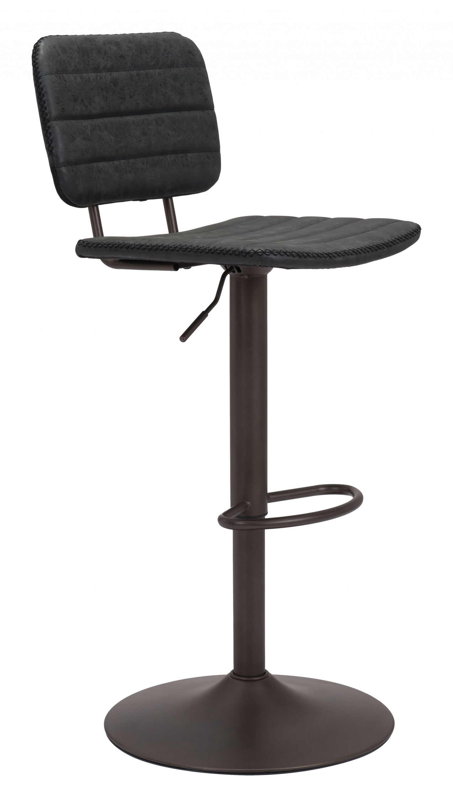 43" Black Steel Swivel Low Back Counter Height Bar Chair With Footrest By Homeroots | Bar Stools | Modishstore