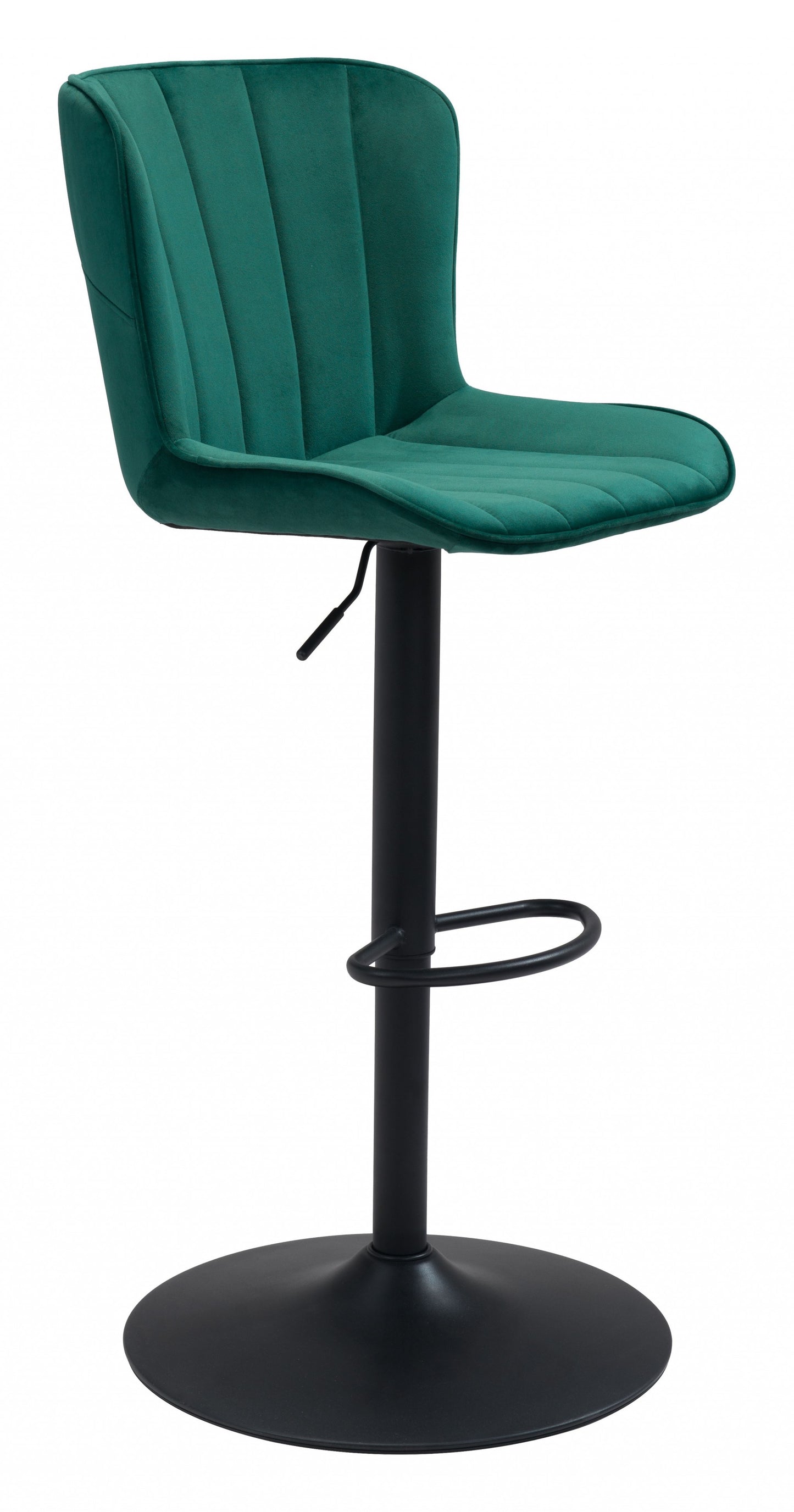 24" Green And Black Steel Swivel Low Back Counter Height Bar Chair With Footrest By Homeroots | Bar Stools | Modishstore - 2