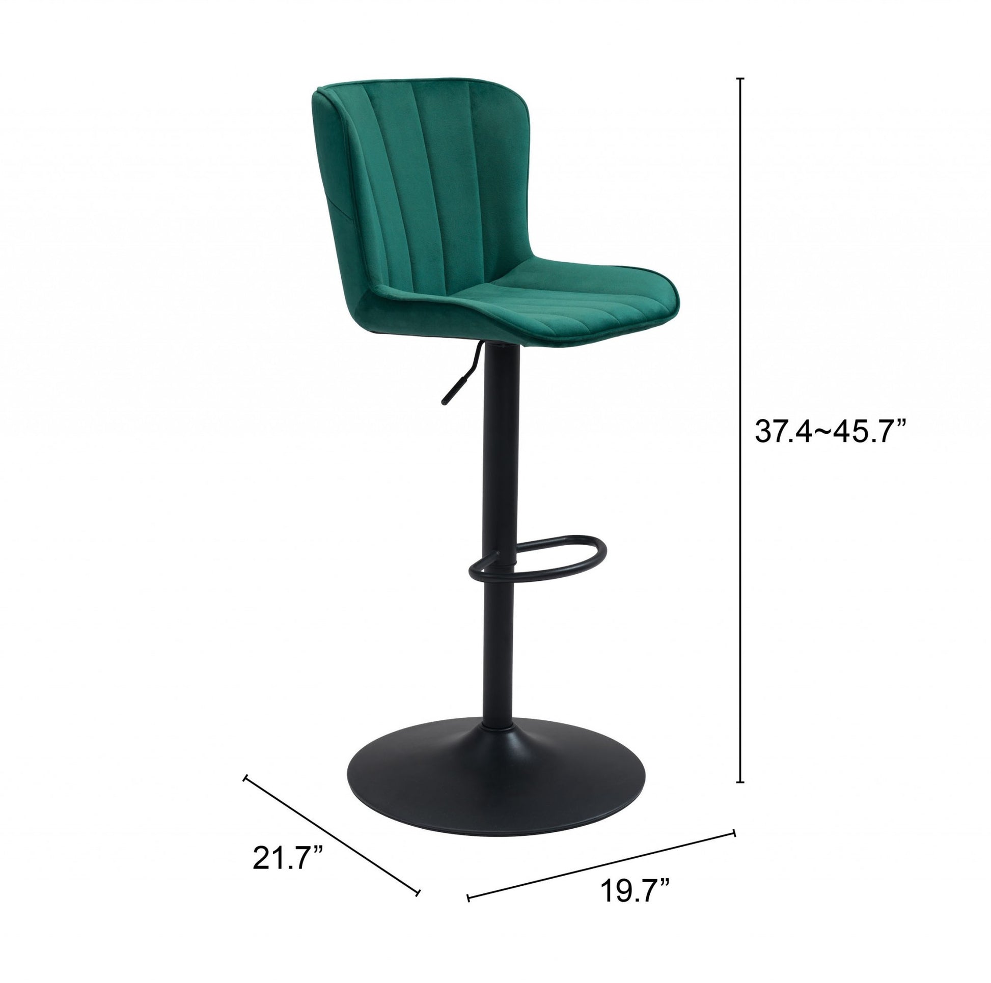 24" Green And Black Steel Swivel Low Back Counter Height Bar Chair With Footrest By Homeroots | Bar Stools | Modishstore - 7