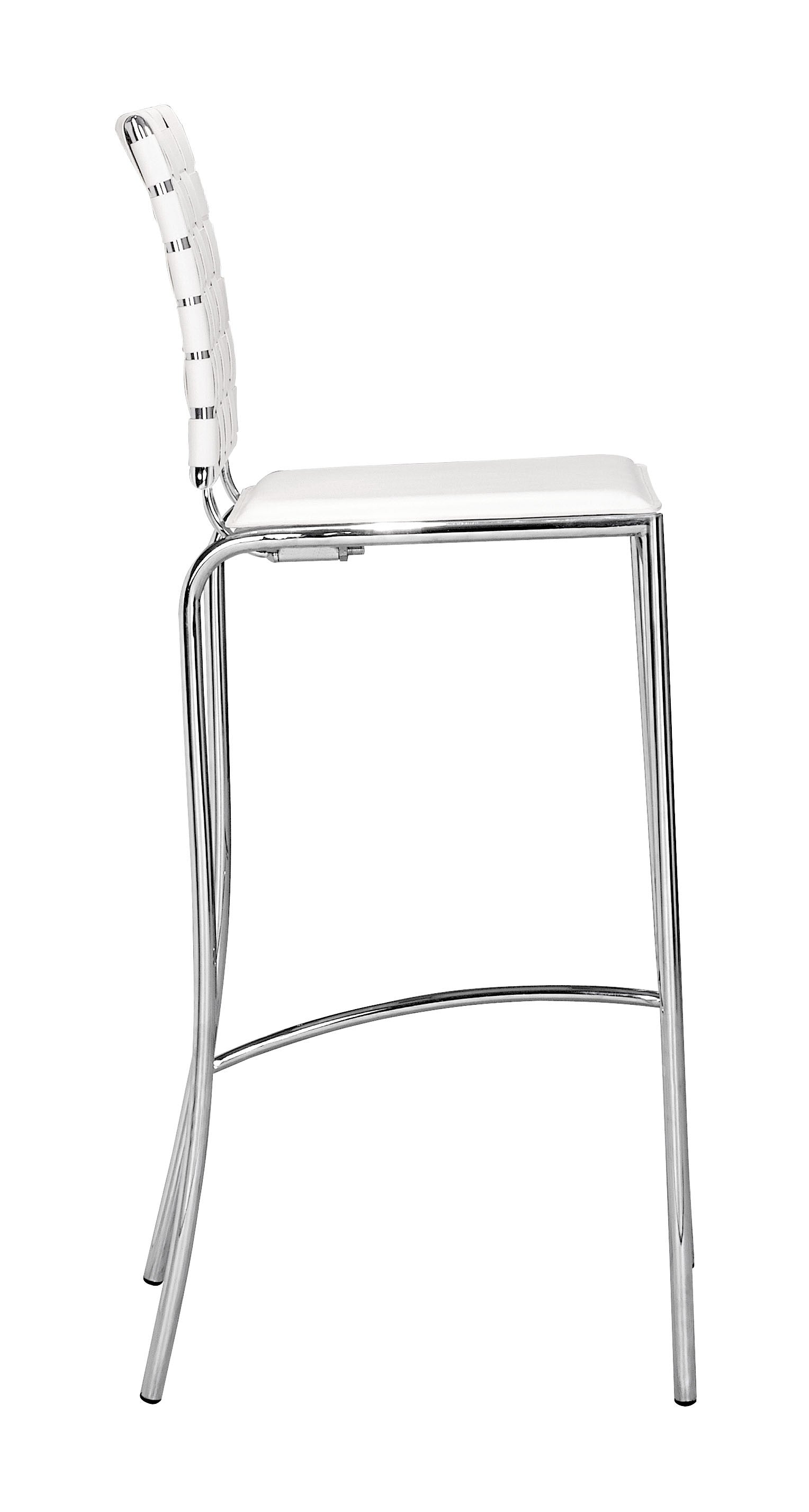 Set Of Two 41" White And Silver Steel Low Back Bar Height Chairs With Footrest By Homeroots | Bar Stools | Modishstore - 2