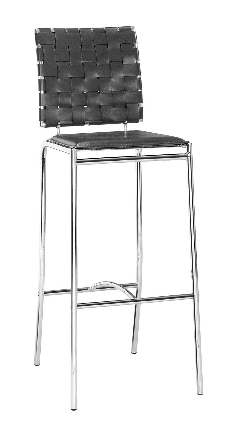 Set Of Two 41" Black And Silver Steel Low Back Bar Height Chairs With Footrest By Homeroots | Bar Stools | Modishstore