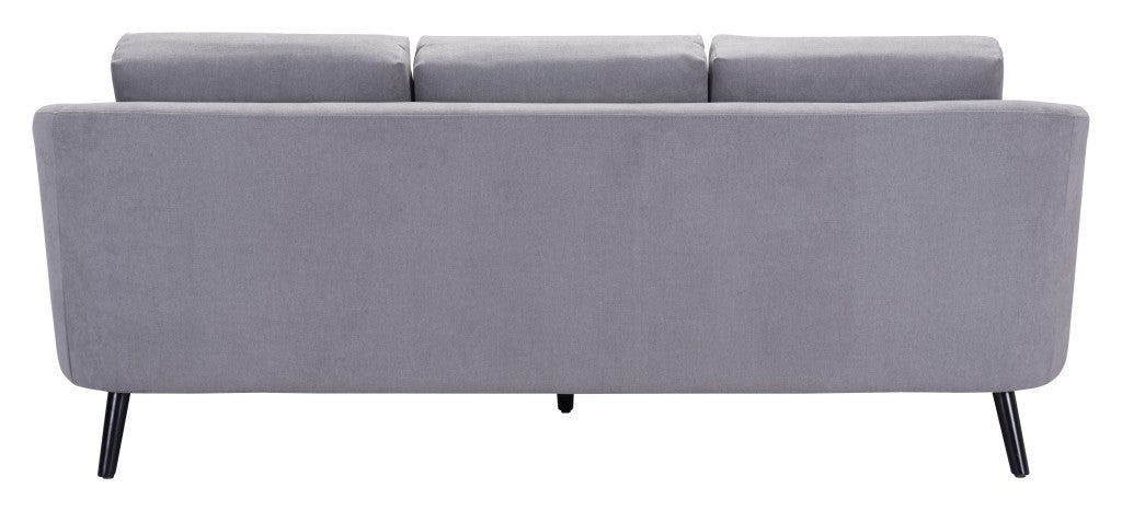 79" Gray Velvet And Black Curved Back Sofa By Homeroots | Sofas | Modishstore - 5