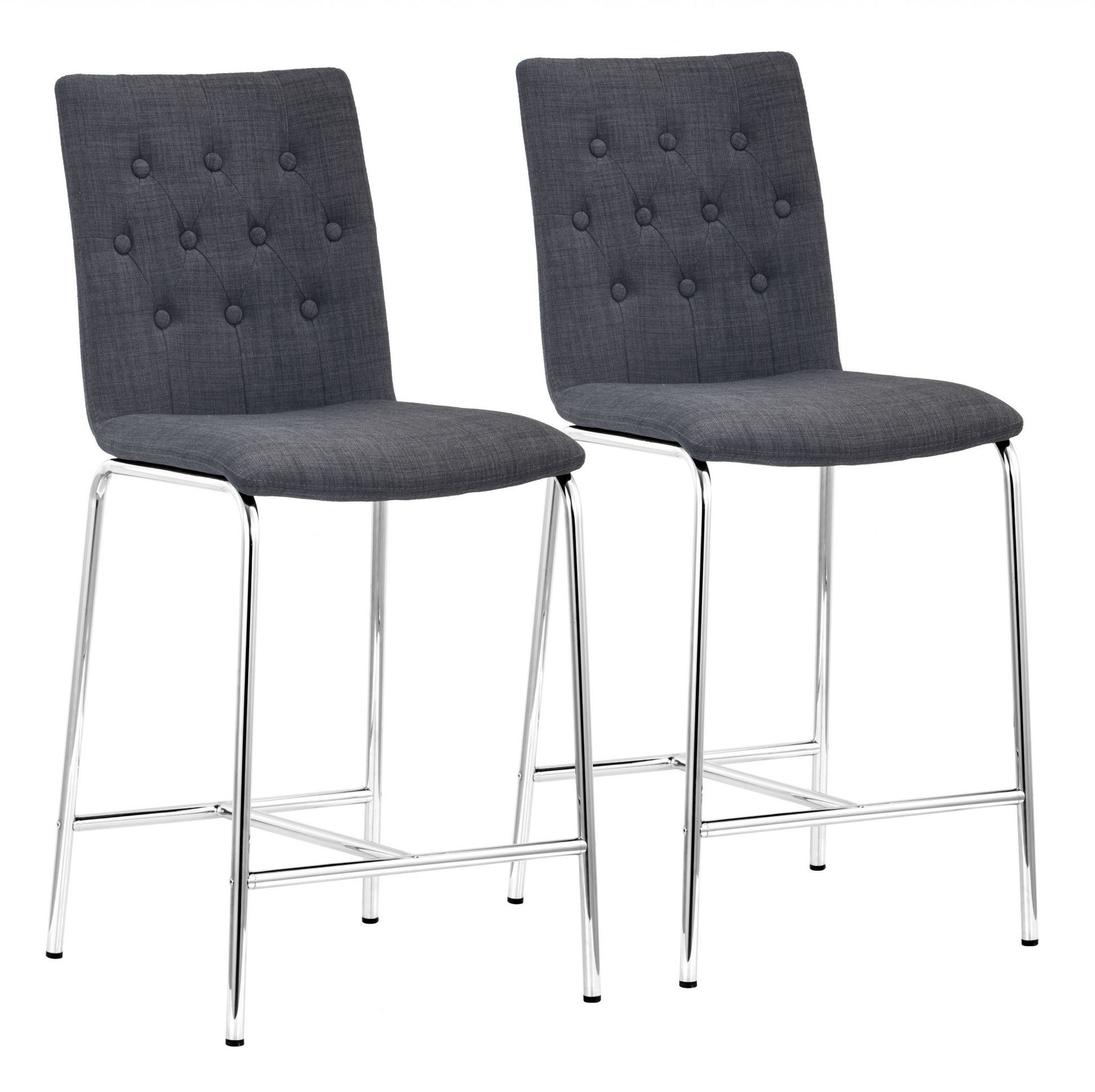 Set Of Two 39" Graphite Low Back Chairs With Footrest By Homeroots | Bar Stools | Modishstore - 6