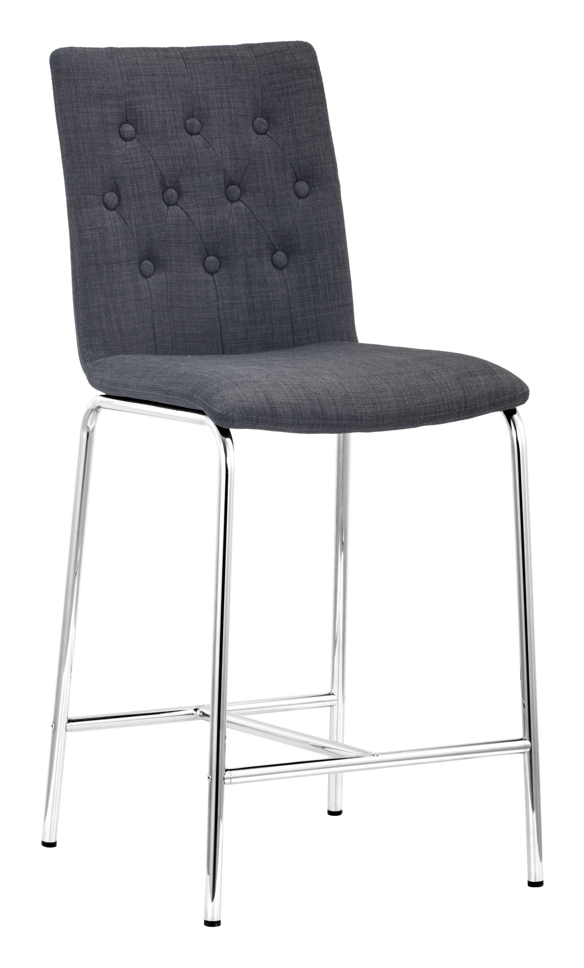 Set Of Two 39" Graphite Low Back Chairs With Footrest By Homeroots | Bar Stools | Modishstore