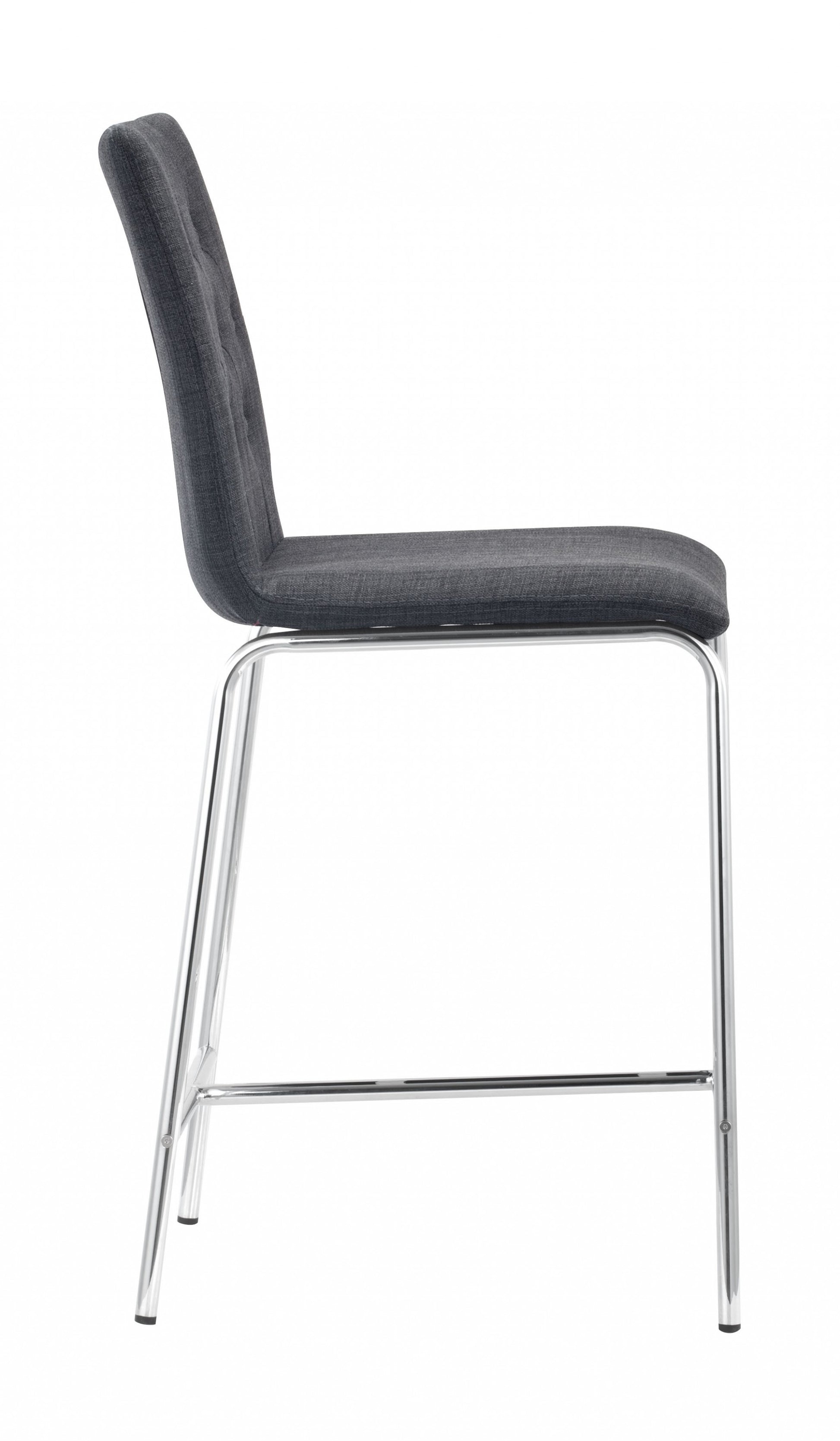 Set Of Two 39" Graphite Low Back Chairs With Footrest By Homeroots | Bar Stools | Modishstore - 3