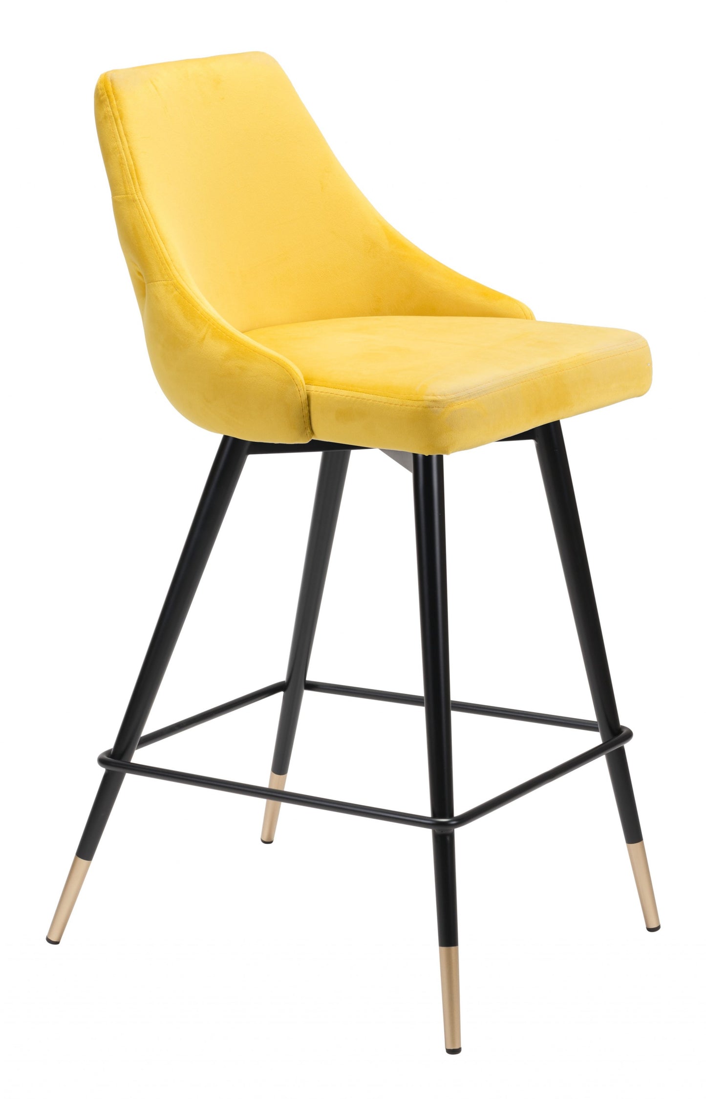 36" Yellow And Black Steel Low Back Counter Height Bar Chair With Footrest By Homeroots | Bar Stools | Modishstore