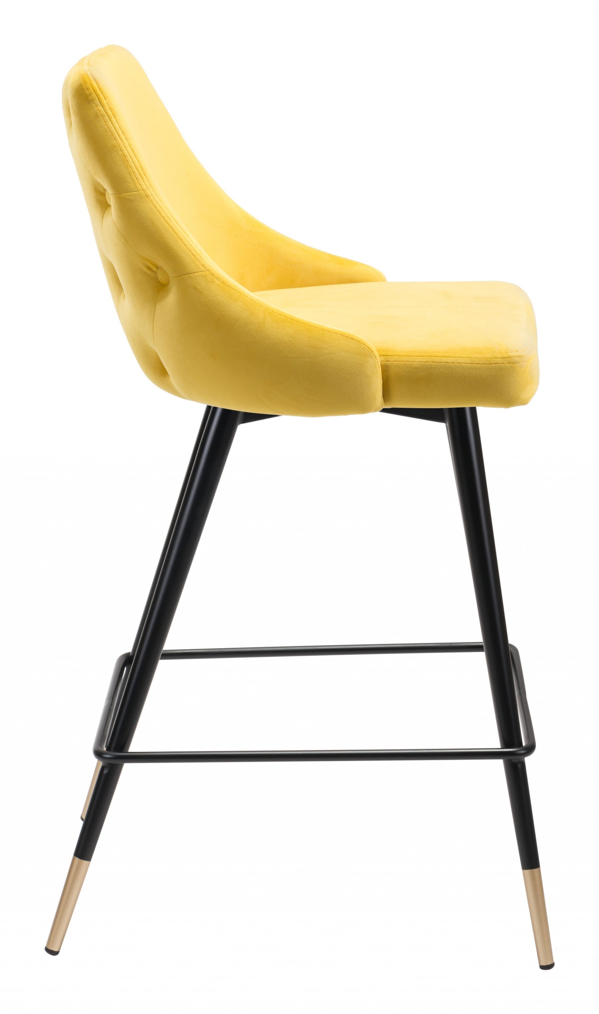 36" Yellow And Black Steel Low Back Counter Height Bar Chair With Footrest By Homeroots | Bar Stools | Modishstore - 2