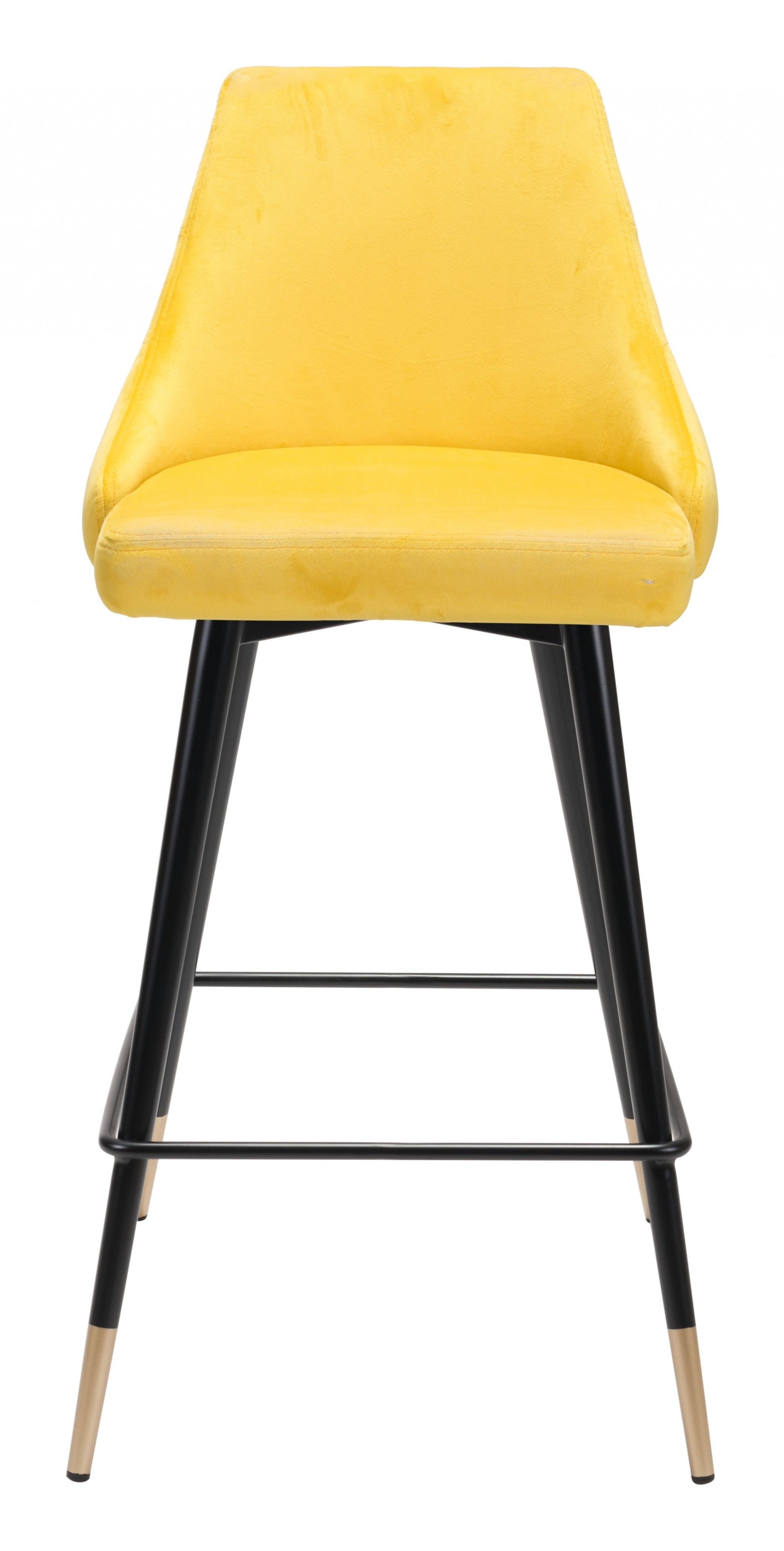 36" Yellow And Black Steel Low Back Counter Height Bar Chair With Footrest By Homeroots | Bar Stools | Modishstore - 3