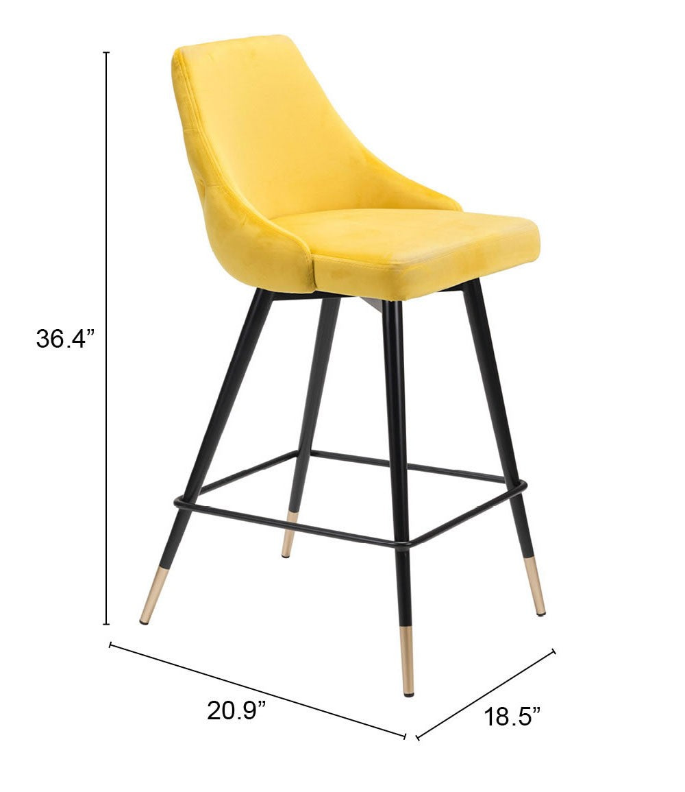 36" Yellow And Black Steel Low Back Counter Height Bar Chair With Footrest By Homeroots | Bar Stools | Modishstore - 7