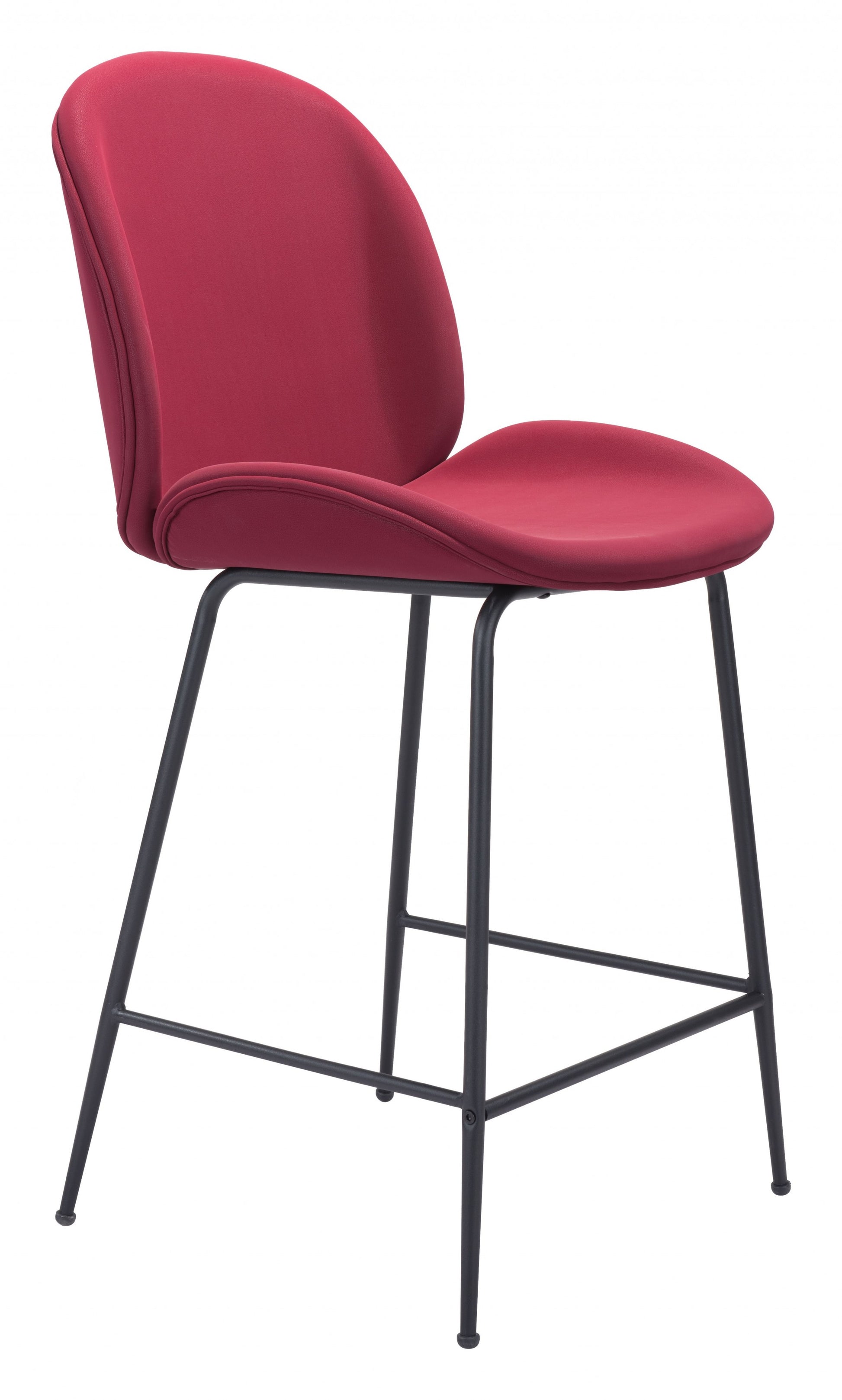 42" Red And Black Steel Low Back Counter Height Bar Chair With Footrest By Homeroots | Bar Stools | Modishstore