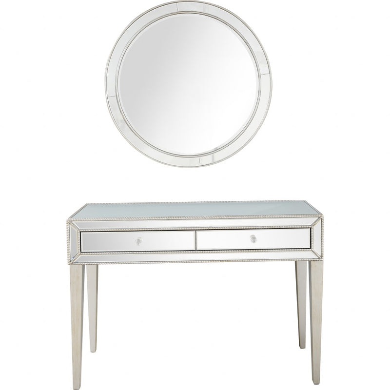 Silver Beaded Mirror and Console Table By Homeroots | Console Tables | Modishstore