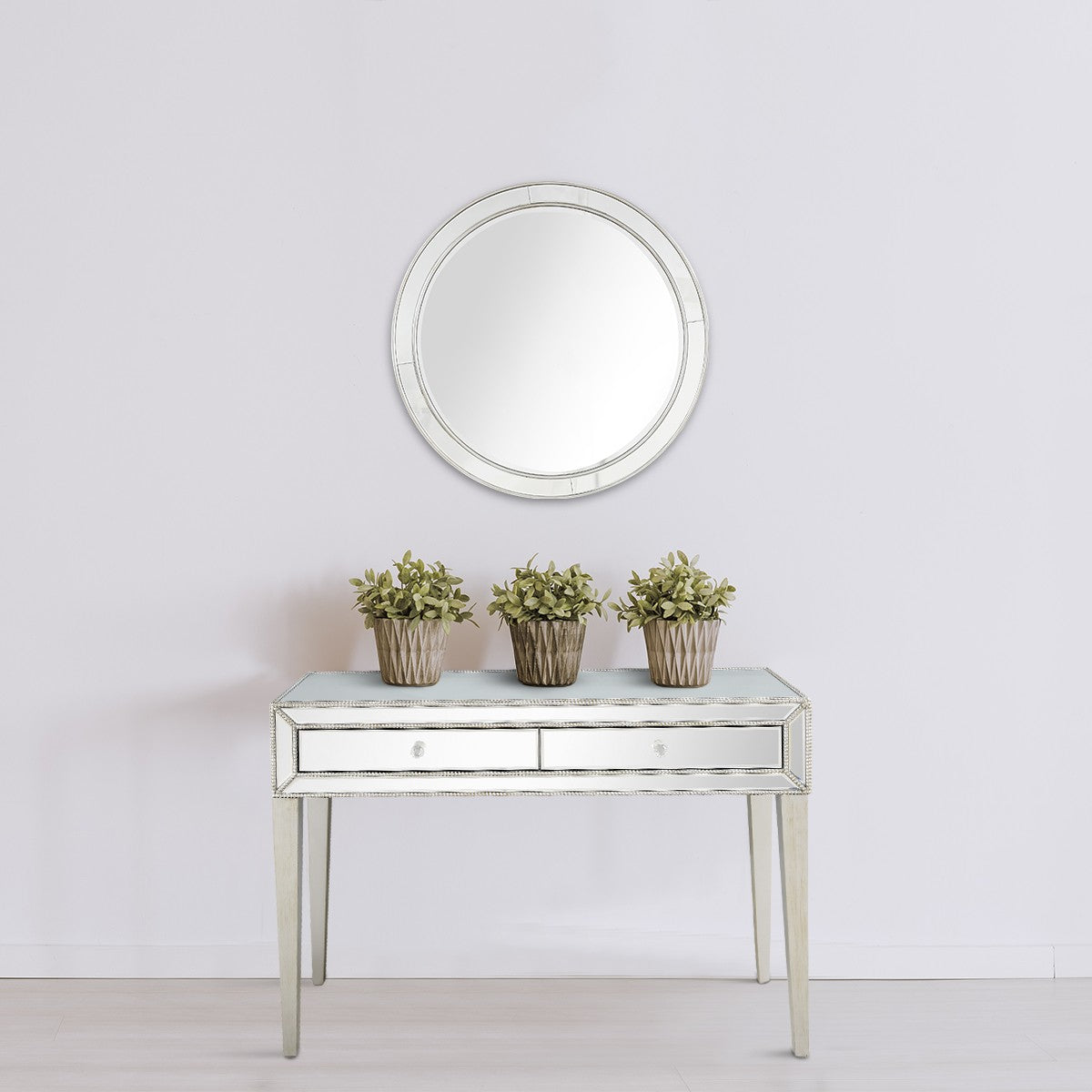 Silver Beaded Mirror and Console Table By Homeroots | Console Tables | Modishstore - 3