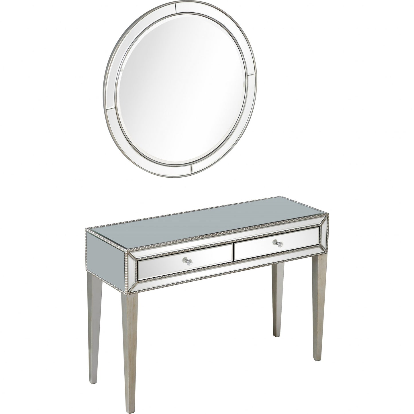 Silver Beaded Mirror and Console Table By Homeroots | Console Tables | Modishstore - 6