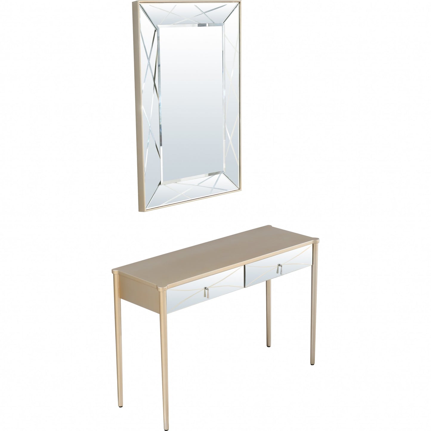 Champagne Finish Mirror and Console Table By Homeroots - 396817 | Console Tables | Modishstore - 4