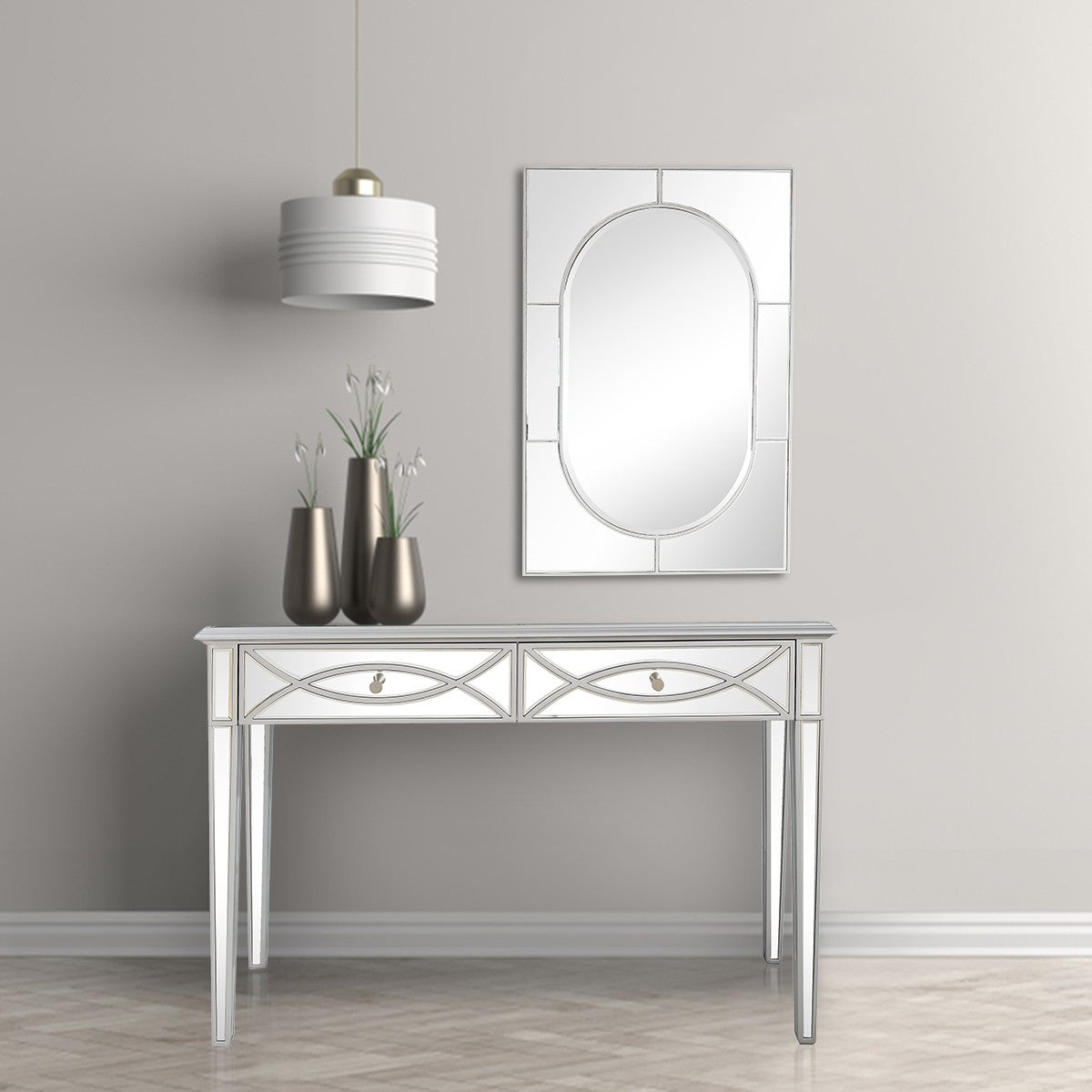 Silver Glass Mirror and Console Table By Homeroots | Console Tables | Modishstore - 8