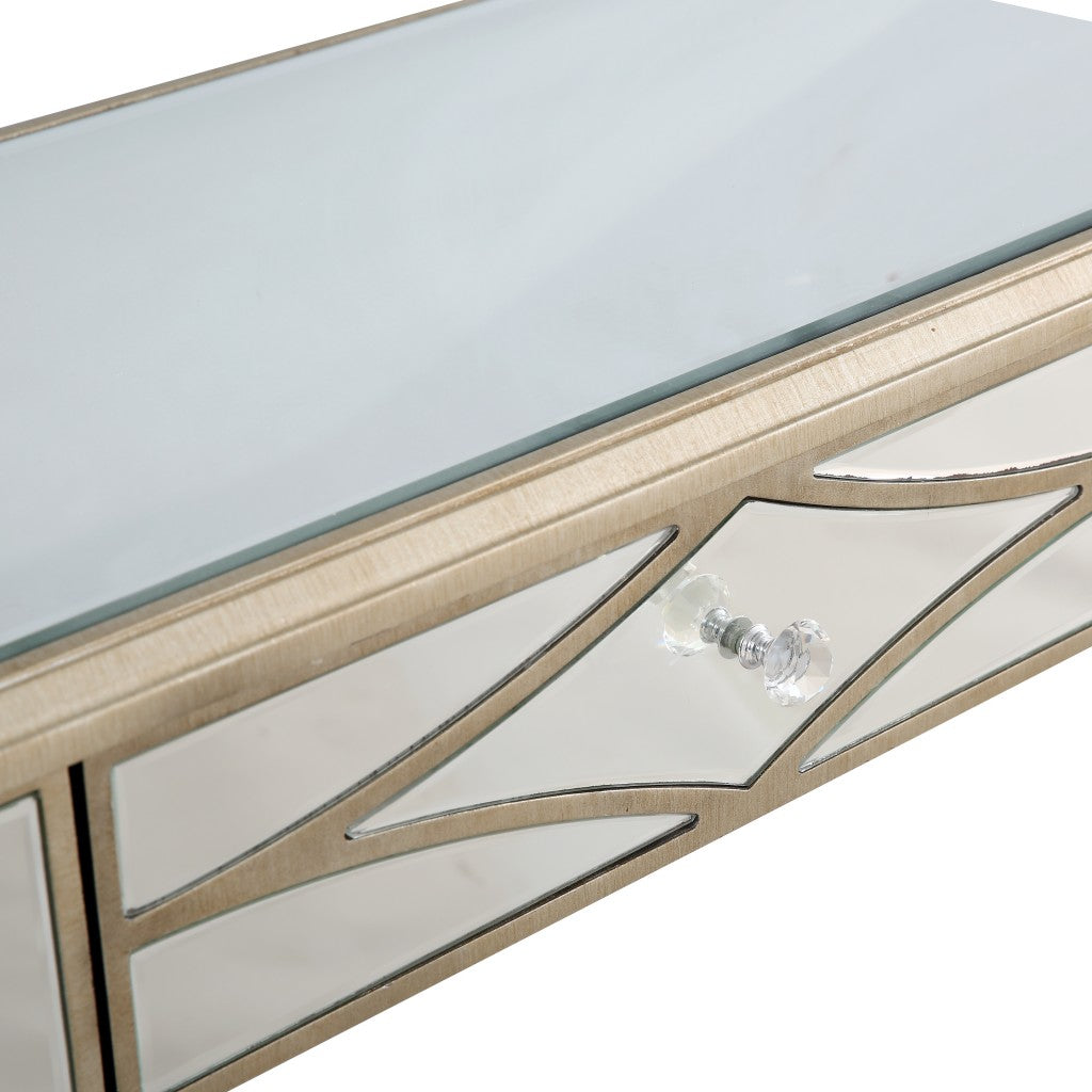 Champagne Finish Console Mirror Table By Homeroots