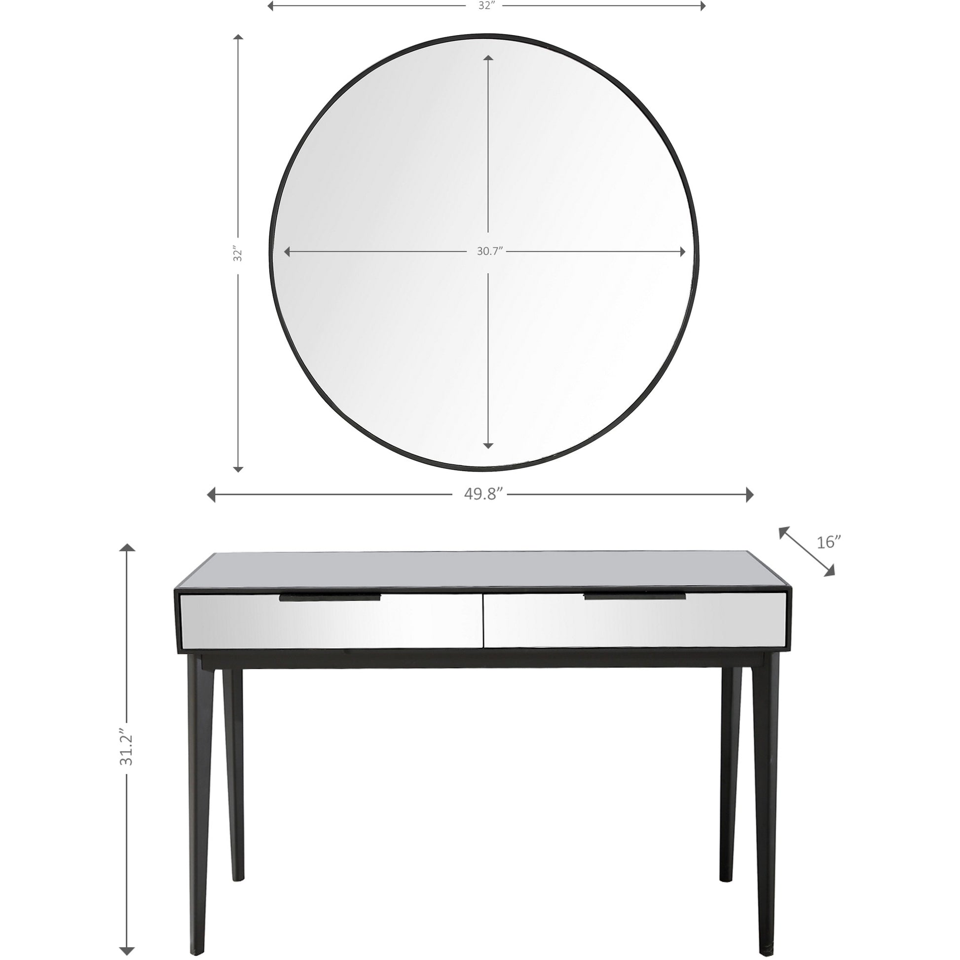 Smokey Grey Mirror and Console Table By Homeroots | Console Tables | Modishstore - 4