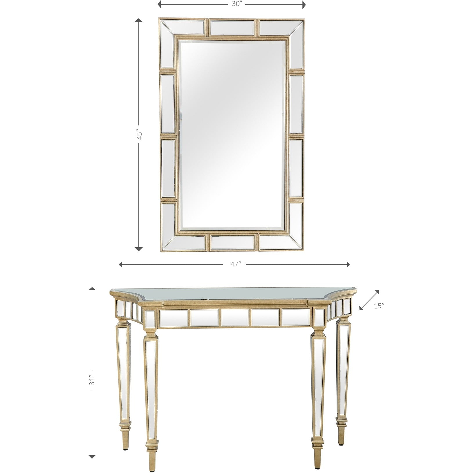 Svelte Mirror and Console Table By Homeroots | Console Tables | Modishstore - 3