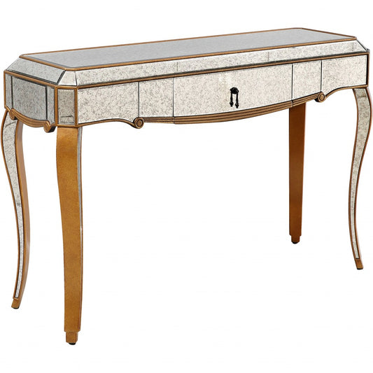 Antiqued Gold Wooden Console Table By Homeroots
