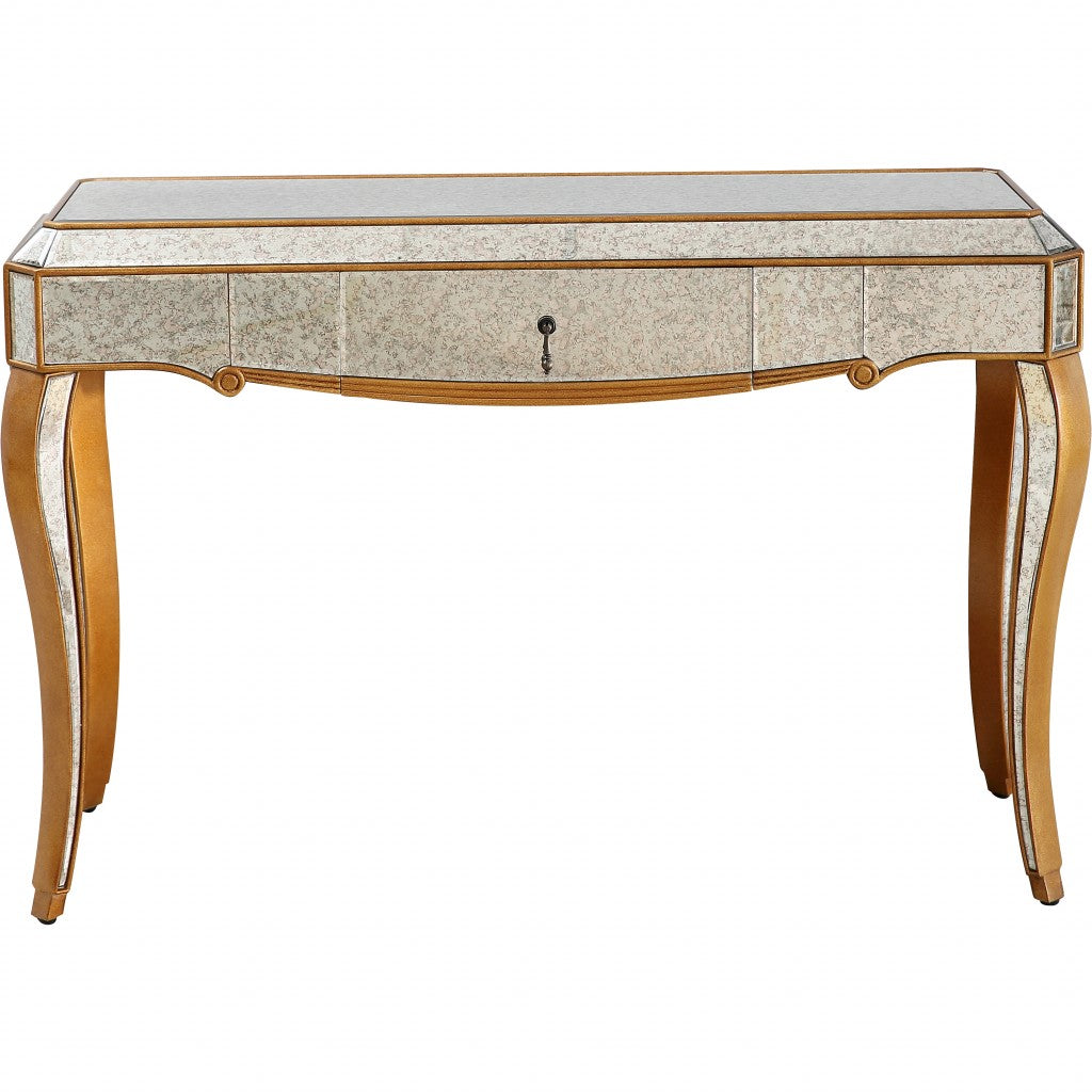 Antiqued Gold Wooden Console Table By Homeroots | Console Tables | Modishstore - 5