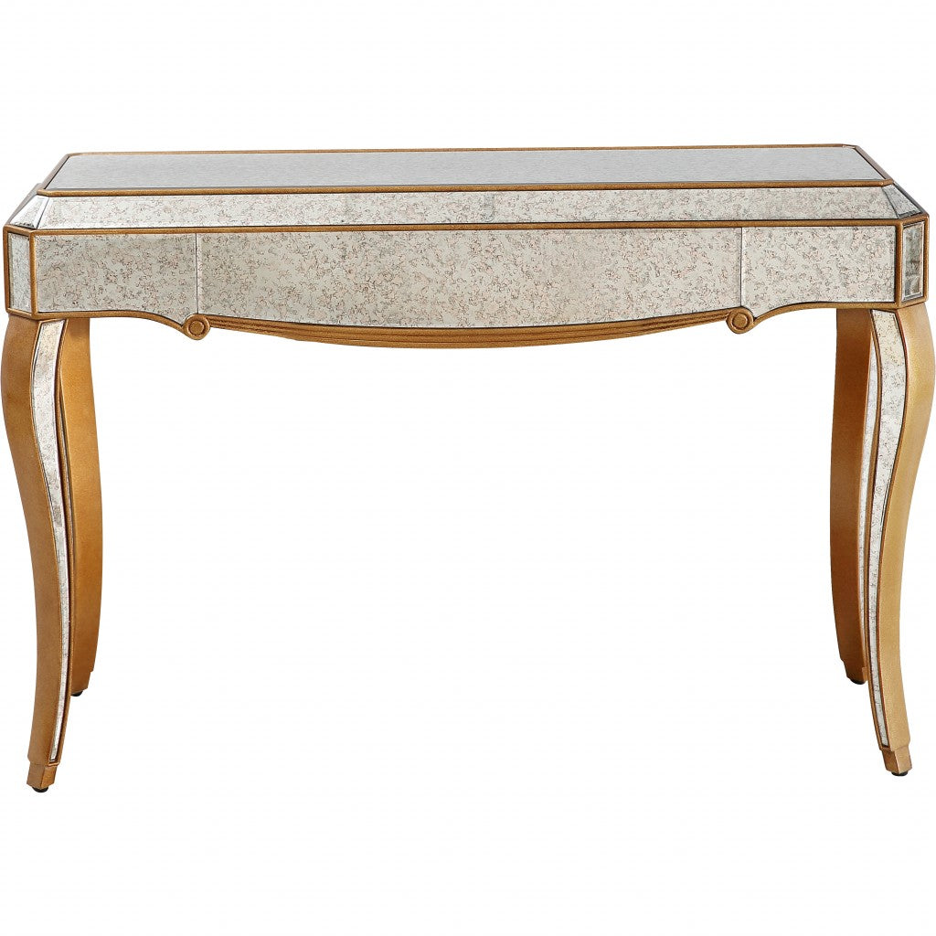 Antiqued Gold Wooden Console Table By Homeroots | Console Tables | Modishstore - 8