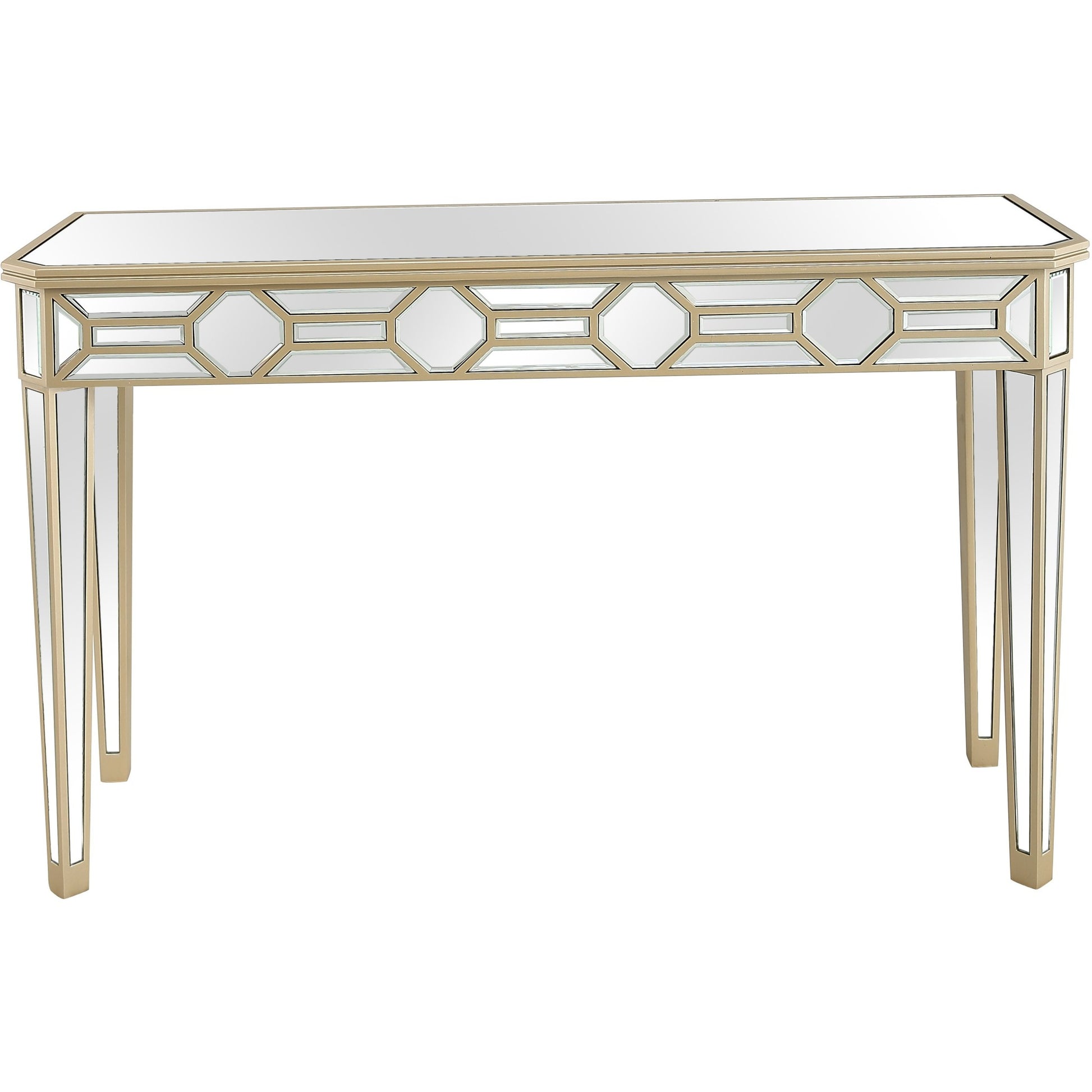 Gold Trimmed Mirrored Console Table By Homeroots | Console Tables | Modishstore