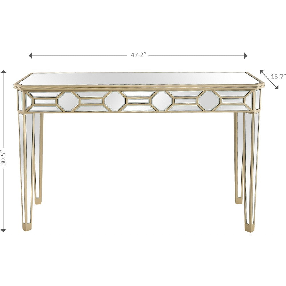 Gold Trimmed Mirrored Console Table By Homeroots | Console Tables | Modishstore - 8