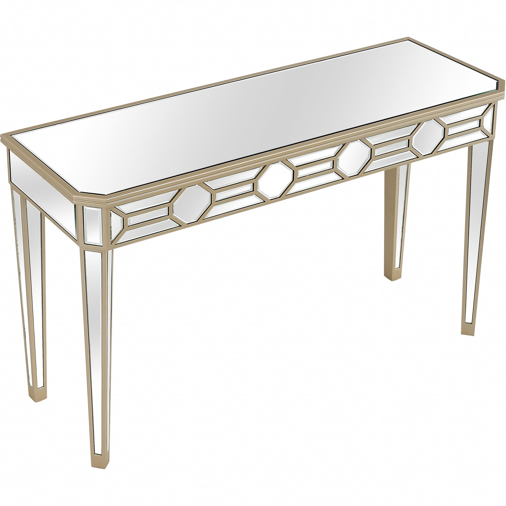 Gold Trimmed Mirrored Console Table By Homeroots | Console Tables | Modishstore - 3