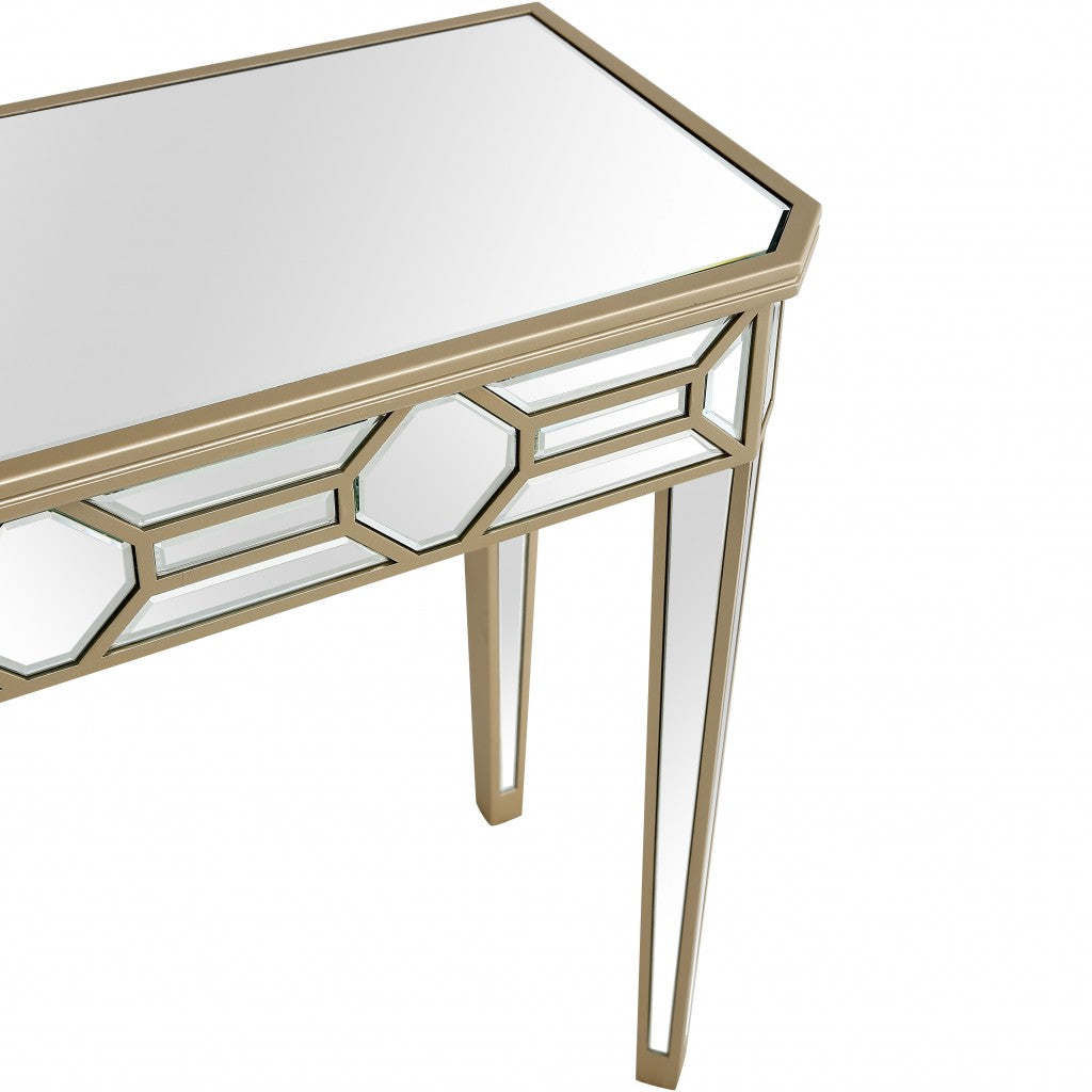 Gold Trimmed Mirrored Console Table By Homeroots | Console Tables | Modishstore - 5