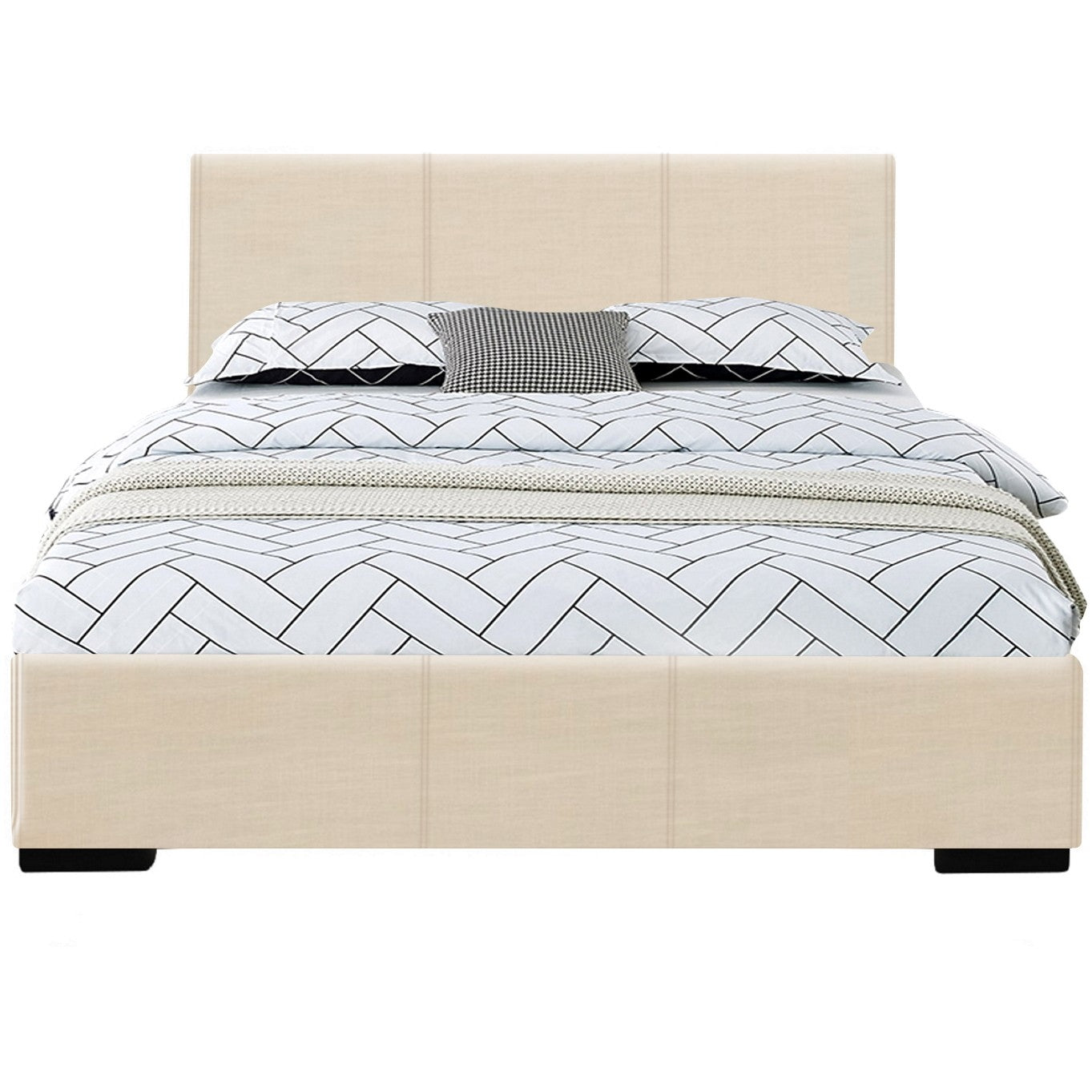 Beige Platform King Bed By Homeroots | Beds | Modishstore