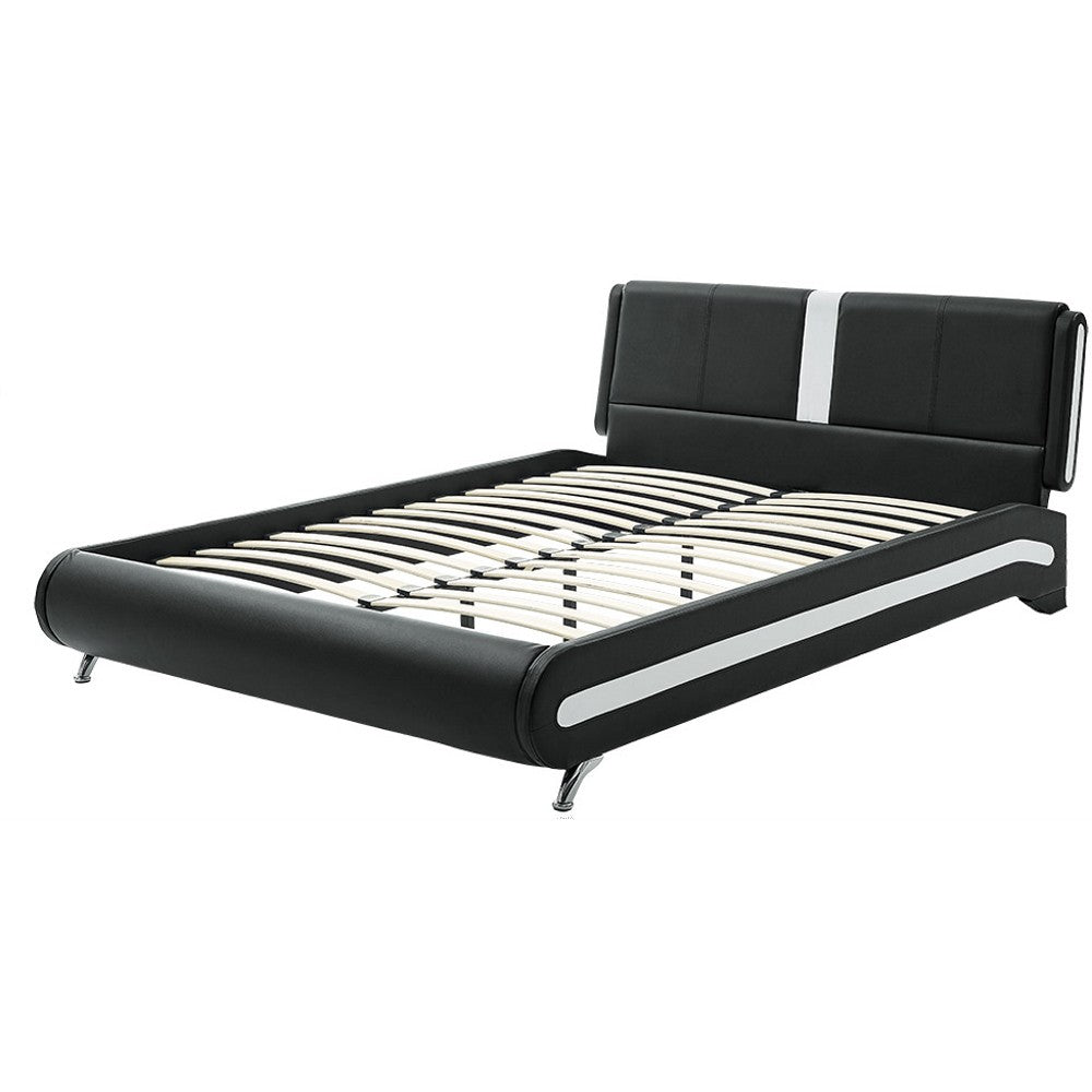 Black Platform Queen Bed With Two Nightstands By Homeroots - 397019 | Beds | Modishstore - 7