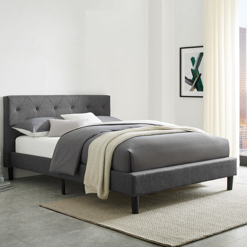 Grey King Platform Bed By Homeroots | Beds | Modishstore