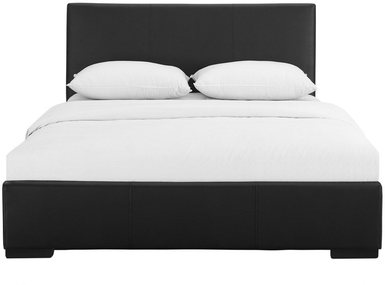 Black Upholstered Full Platform Bed By Homeroots | Beds | Modishstore - 2