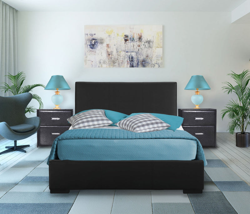 Black Upholstered Full Platform Bed By Homeroots | Beds | Modishstore