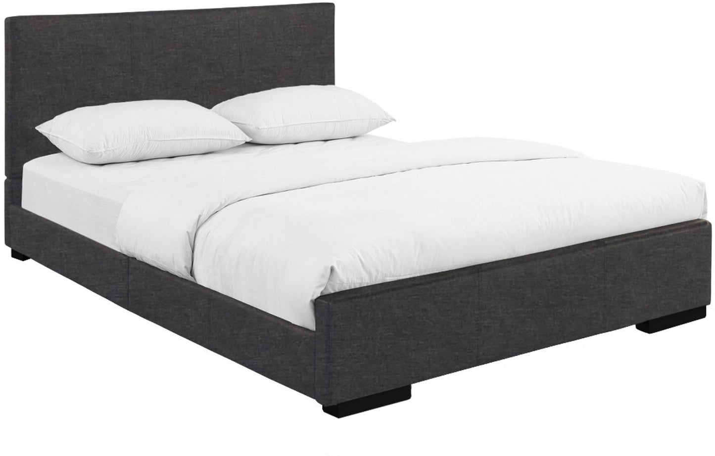 Grey Upholstered Twin Platform Bed By Homeroots | Beds | Modishstore - 3