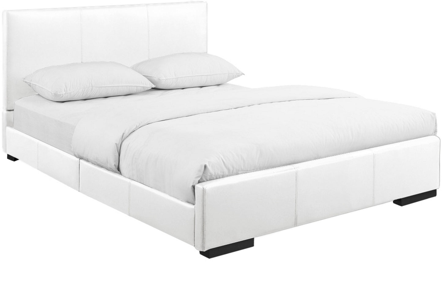 White Upholstered King Platform Bed By Homeroots | Beds | Modishstore - 3