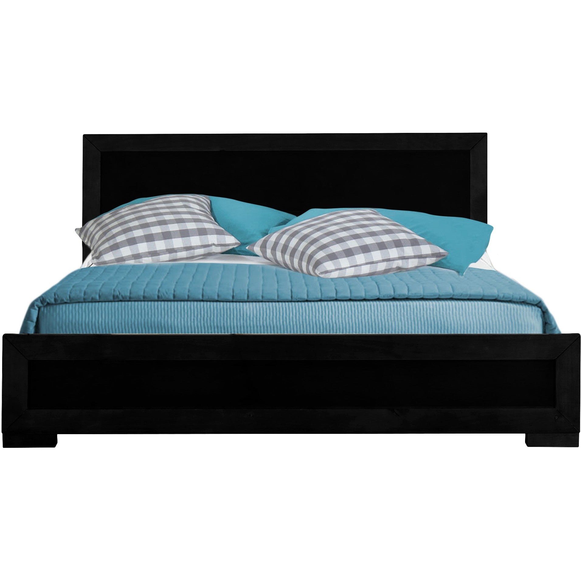 Black Wood Full Platform Bed By Homeroots - 397072 | Beds | Modishstore - 2