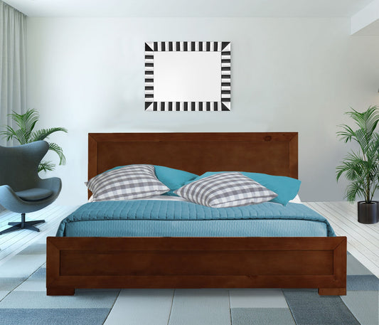 Walnut Wood Twin Platform Bed By Homeroots - 397079 | Beds | Modishstore