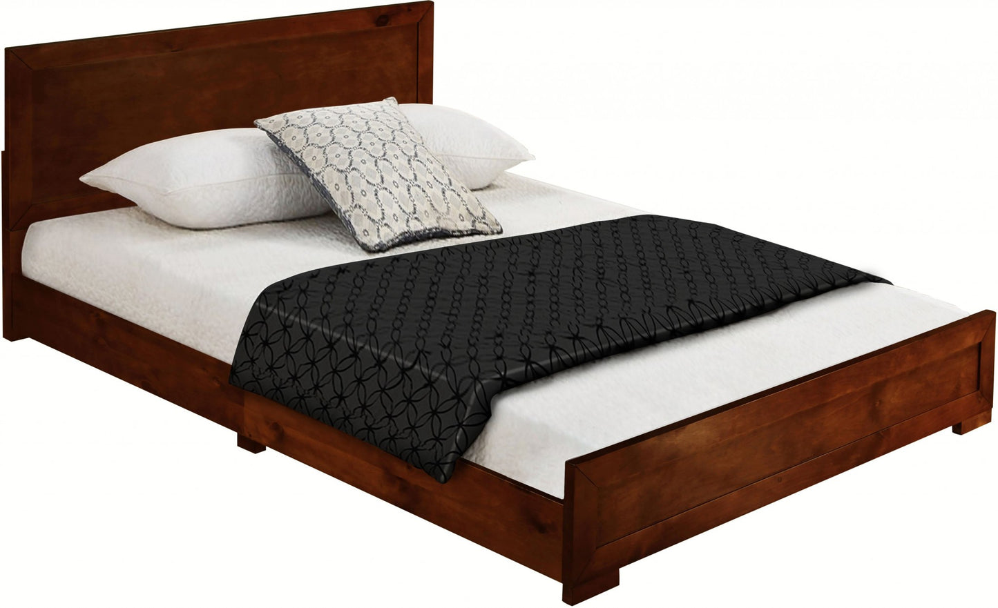 Walnut Wood Twin Platform Bed By Homeroots - 397103 | Beds | Modishstore - 3