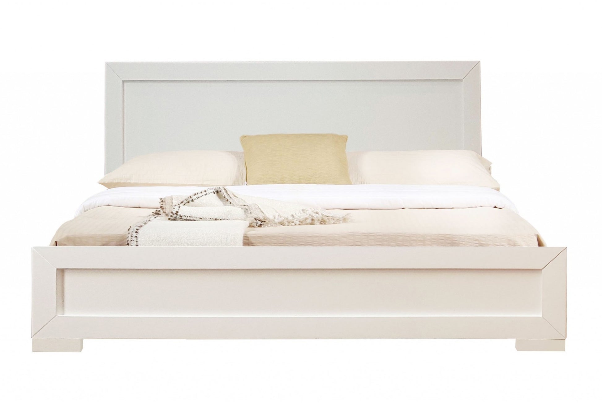 White Wood Twin Platform Bed By Homeroots - 397107 | Beds | Modishstore - 2