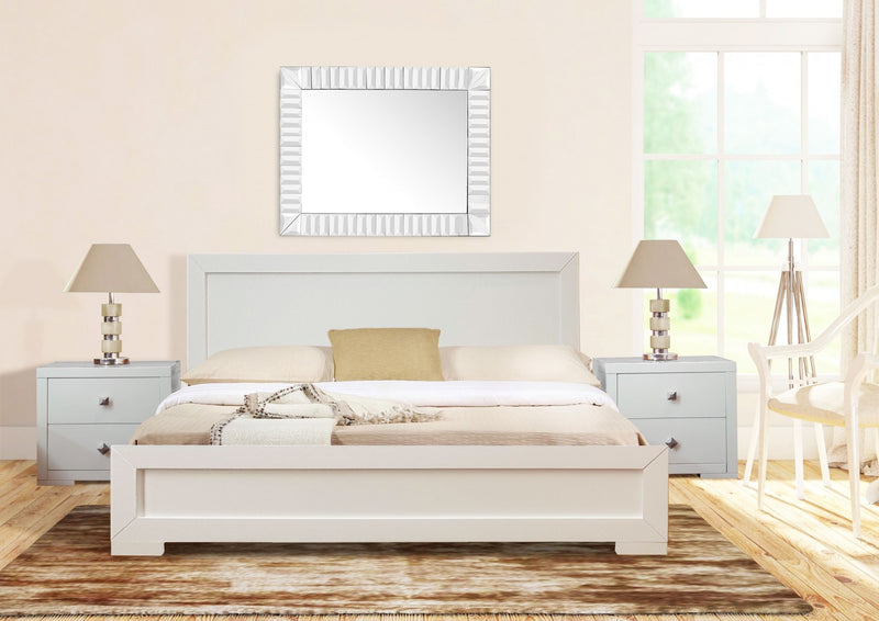 White Wood Twin Platform Bed By Homeroots - 397107 | Beds | Modishstore